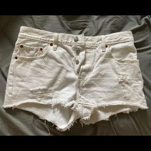 White Levi 501 Shorts